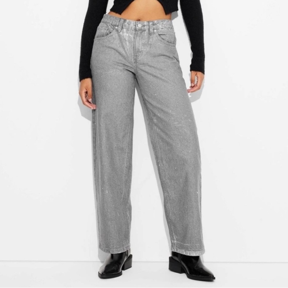 Mid-rise Relaxed Fit Sparkly Jeans
